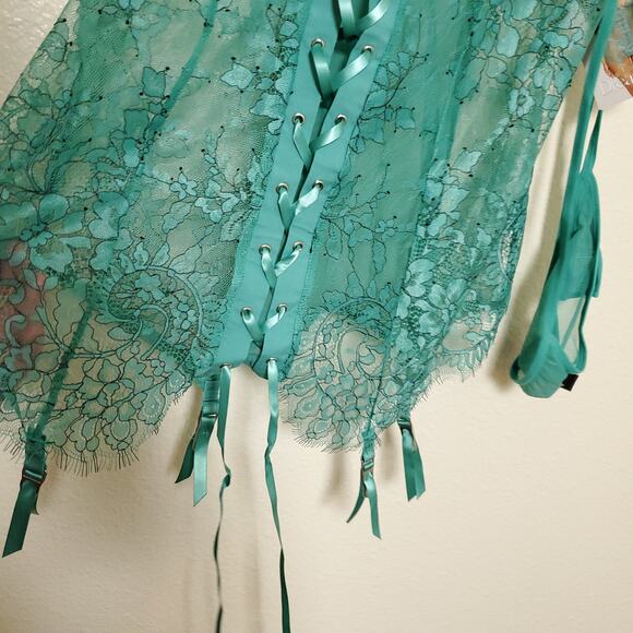 NWT DREAMGIRL Teal Lace Lingerie - Picture 4 of 9
